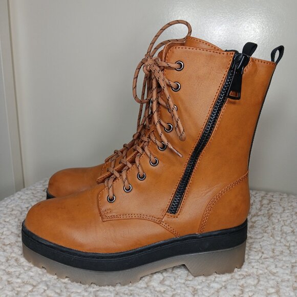 Mia Colin Lug Sole Faux Leather Combat Boots 7.5 - Picture 5 of 10